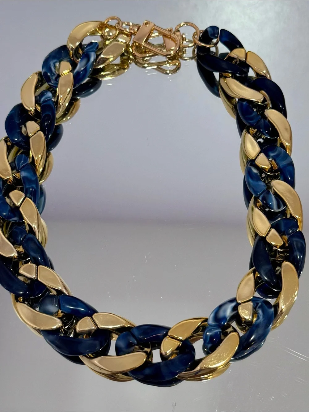 New Acrylic Gold and Navy Bag Chain 18 inches